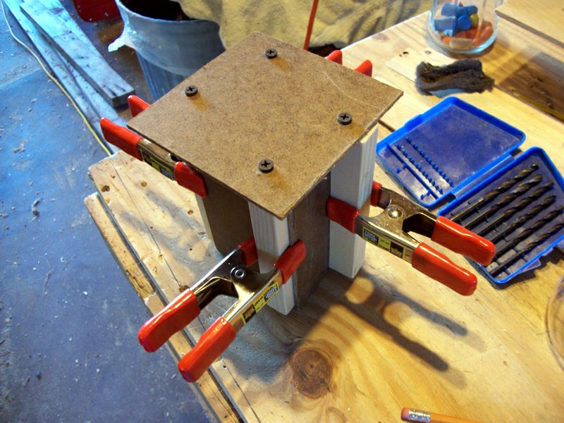 mold parts clamped and secured to bottom